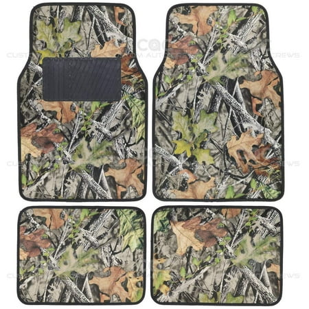 Camo Mats for Car SUV Truck - 4 PC Car Floor Mat Camouflage Rubber Backing Oak