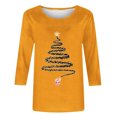 thumbnail image 4 of Meichang Hauts à Manches 3/4 pour Femmes, Col Rond, Imprimé Joyeux Noël, T-Shirts Amples, Pull de Noël, 4 of 4