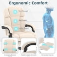 thumbnail image 5 of HOMREST 6-Point Massage Office Chair with Heat, Ergonomic Reclining Desk Chair with Footrest, Soft Chenille Fabric Executive Chairs for Home Office, Comfortable Computer Chair Gift for Women, Beige, 5 of 17