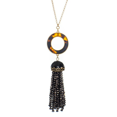 Vintage-Inspired Long Beaded Tassel Fringe Pendant Necklace