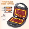 thumbnail image 6 of TOPCHANCES Sandwich Maker, 6 in 1 Waffle Maker, Toaster and Electric Panini Press Grill with Removable Non-stick Plate, Easy to Clean, Heating Up Fast, 6 of 11