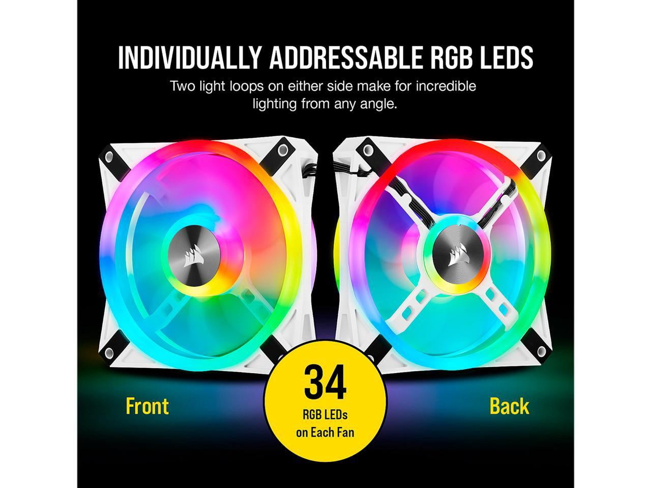 Corsair iCUE QL120 RGB 120mm PWM White Fan - Triple Fan Kit With
