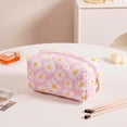 thumbnail image 3 of Cute Daisy Makeup Bag Small Cotton Quilted Floral Cosmetic Bag Travel Make Up Pouch Toiletry Organizer Gift for Women Girls (Pink), 3 of 4