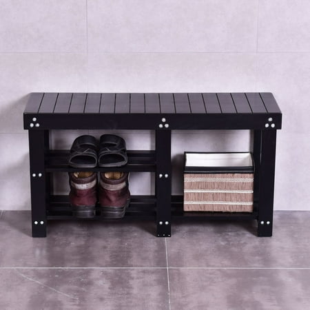 Wooden Shoe Bench Boot Storage Shelf Organizer Seat Entryway
