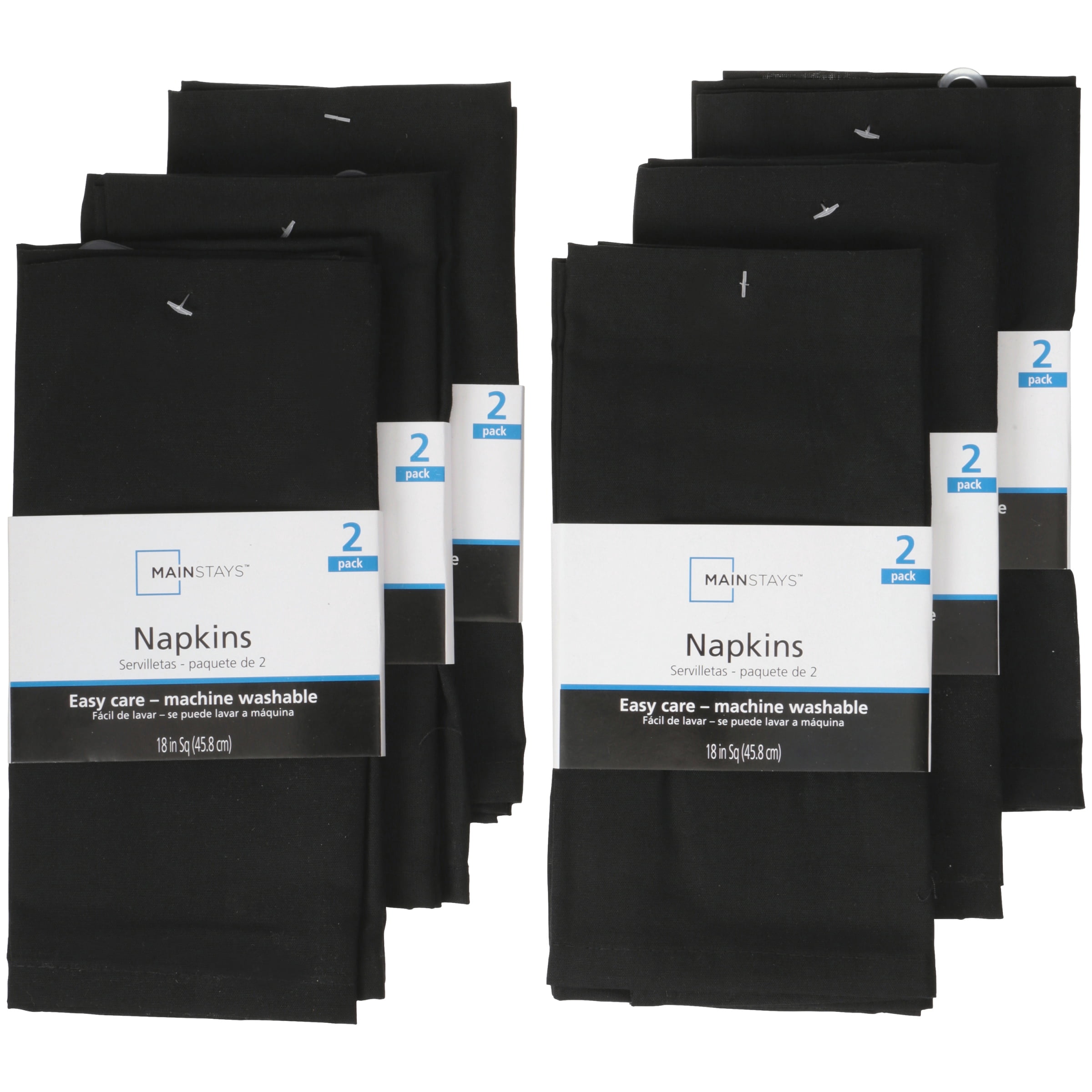 Mainstays Easy Care Fabric Napkin, Rich Black, Set of 12