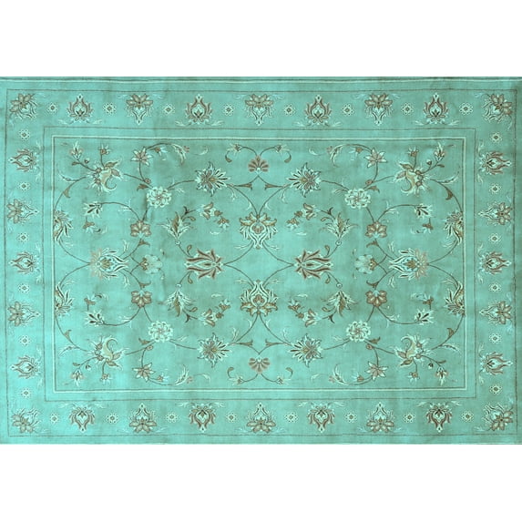 Ahgly Company Indoor Rectangle Persian Light Blue Traditional Area Rugs, 5' x 7'