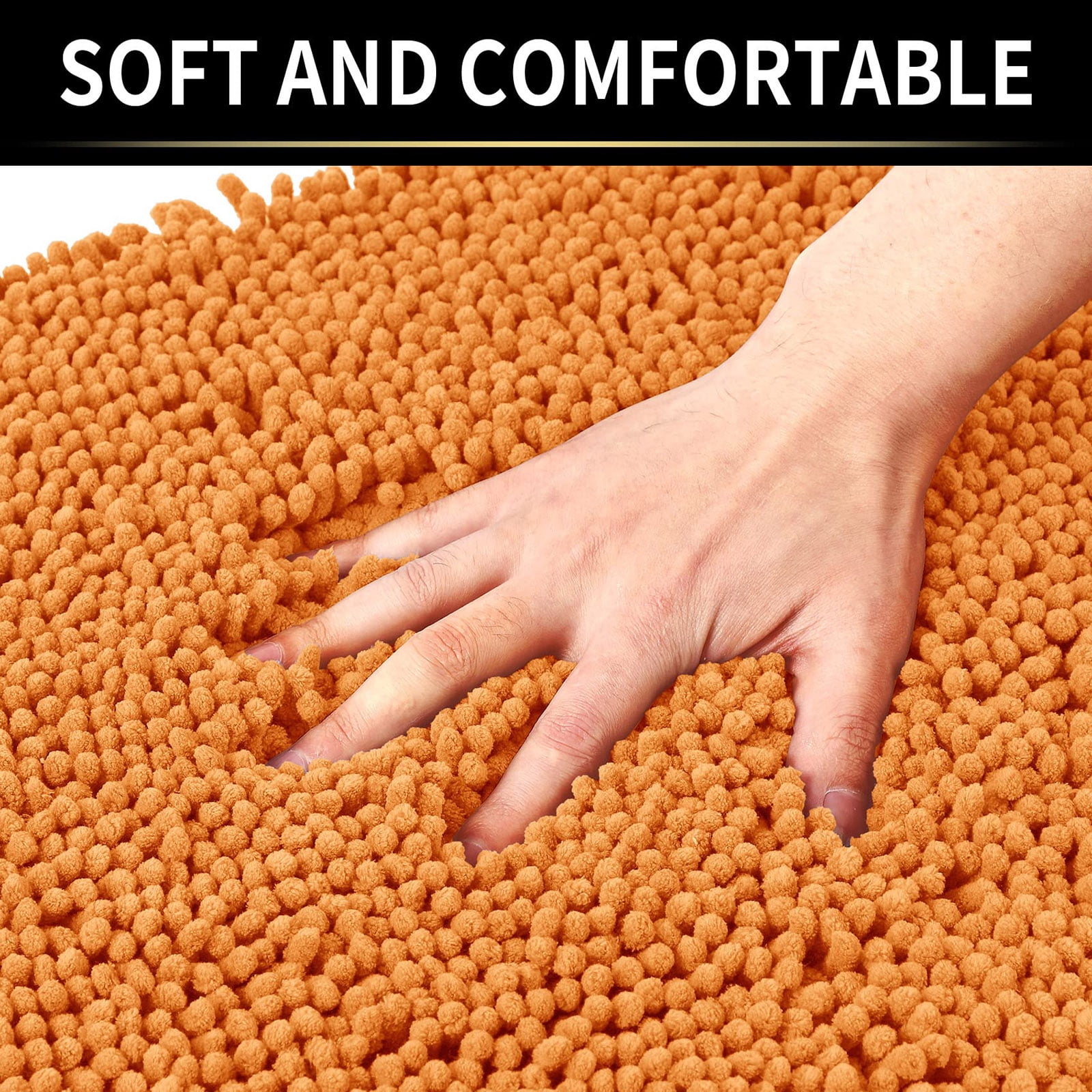 Bathroom Rugs Bath Mat Thick Soft Absorbent Chenille Bath Mats for Bathroom, Microfiber Dries Quickly, Shaggy Washable Rug, Plush Durable Rug, Bathtub and Shower Floor, 35" x 24", Champagne