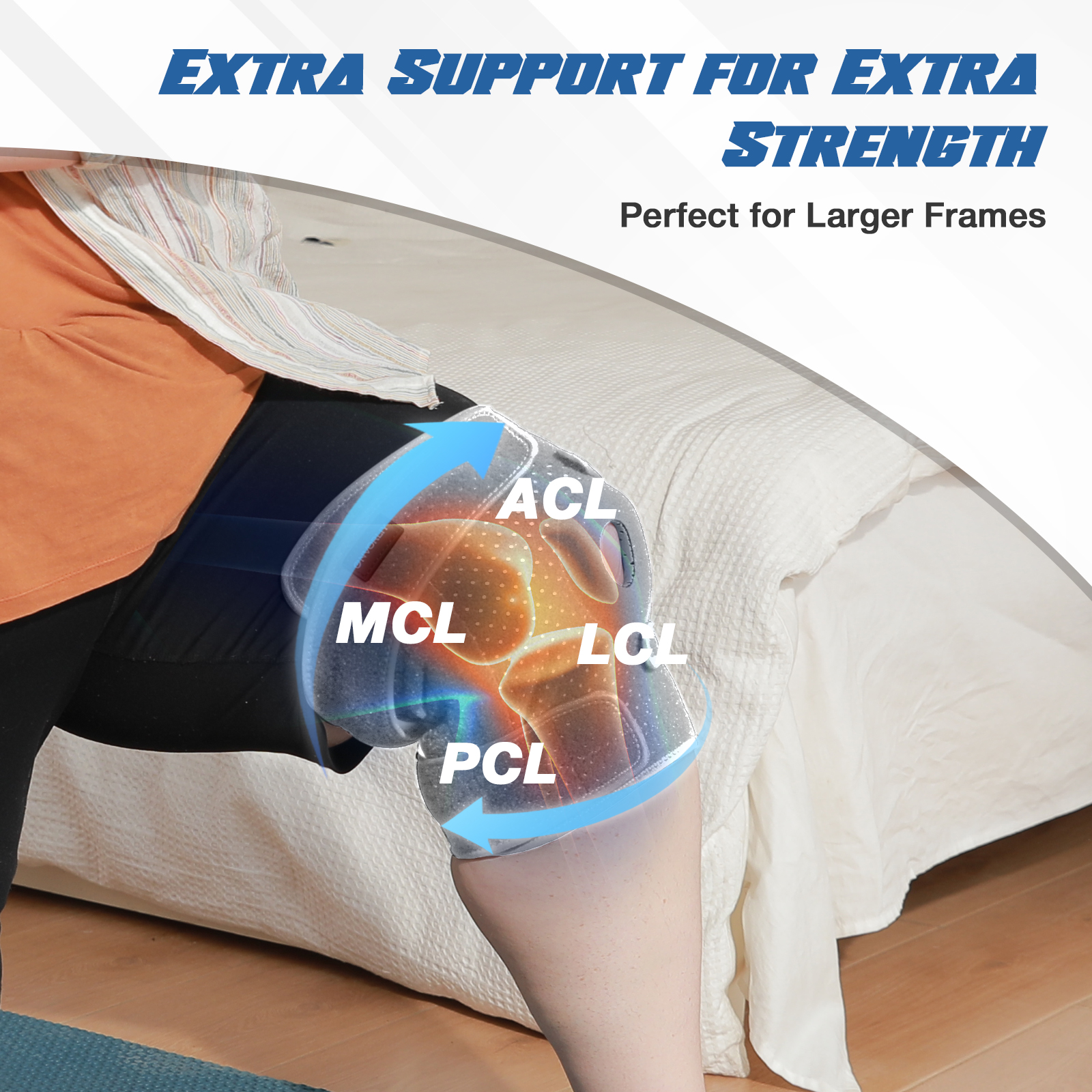 Nvorliy Plus Size Knee Brace for Knee Pain Plus Size (XL-8XL) - Extra Large Knee Brace with Side Stabilizers for Arthritis, Meniscus Tear, Knee Pain Relief, ACL, LCL, MCL (Grey)