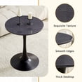thumbnail image 2 of Miniyam 23.6” Round Dining Table, Small Pedestal Tulip Style Table for 2–4 People, Wooden Top with Metal Base, Charcoal Gray, 2 of 7