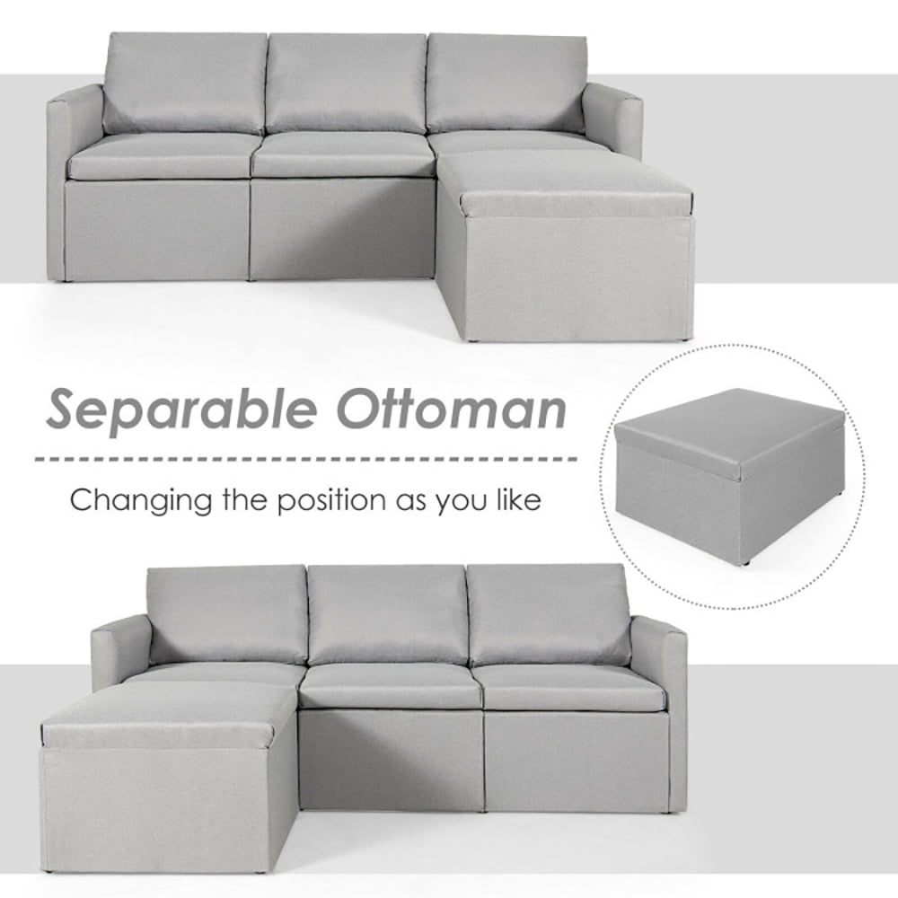 Finihen Convertible Sofa Bed, Modern Convertible Sleeper Couch, Convertible L-Shaped Sectional Sofa Couch with Reversible Chaise, for Living Room, Light Gray Finihen Convertible Sofa Bed, Modern Convertible Sleeper Couch, Convertible L-Shaped Sectional Sofa Couch with Reversible Chaise, for Living Room, Light Gray