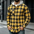 thumbnail image 2 of Axiiglly Flannel Shirt for Men, Plaid Long Sleeve Button Down Drawstring Hooded Sweatshirts with Pockets, Casual Loose Fitted Travel Work Hooded Jackets, 2 of 5