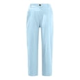 thumbnail image 5 of Linen Pants Women Petite High Waisted Cropped Pants Summer Beach Ankle Length Straight Leg Tapered Trouser Pant Sky Blue XL, 5 of 5
