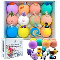 Bath Bombs for Kids with Surprise Toys Inside Handmade in USA Natural and Safe for Sensitive Skin by Relaxcation 12 Set