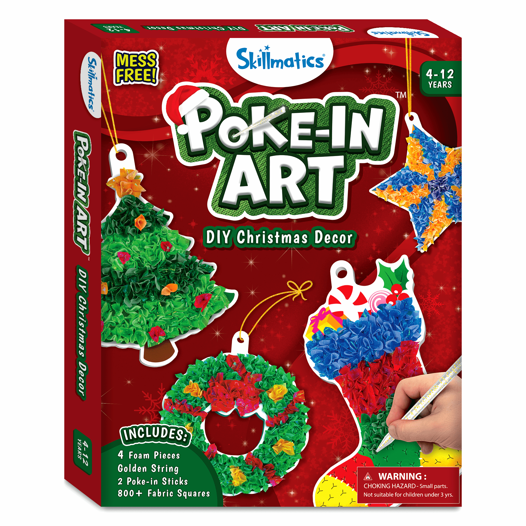 Skillmatics Poke-in Art - Christmas Decor, Mess-Free Art for Kids, DIY Craft Kits, Creative Activity, Gifts for Ages 4, 5, 6, 7, 8, 9, 10, 11, 12