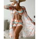 thumbnail image 1 of Traje De Baño De 3 Piezas, Bikini De 3 Piezas De Manga Larga Con Cordón En El Pecho Para Mujer Para Vacaciones De Verano, 1 of 5