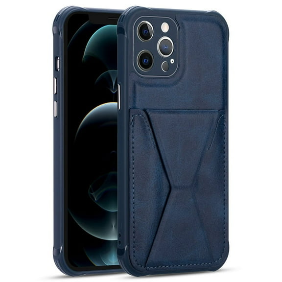 iPhone 11 Wallet Case, Premium Vegan Leather Case with Magnetic Kickstand Credit Card Holder, Blue