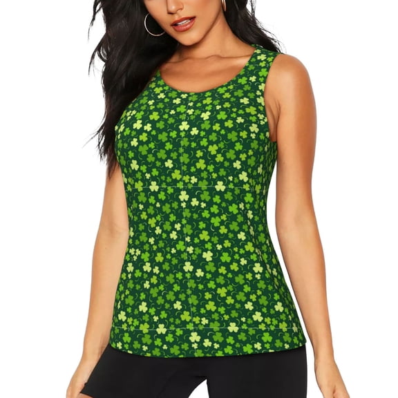 Hirioo Happy St. Patrick's day for Women's Workout Tank Top Sleeveless Workout Tops Athletic Gym Shirts-Small