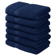 Asiatique Linen - Premium Luxury Medium Cotton Navy Blue Bath Towels - Pack of 6 Highly Absorbent & Ultra Durable Towels for Bathroom 24 x 48 Inch – Pool, Spa & Hotel Towels – Quick Drying Bathroom To