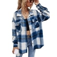 thumbnail image 1 of FOCUSNORM Veste Surchemise à Carreaux pour Femmes Juniors avec Col Rabattu et Poches Poitrine, 1 of 6