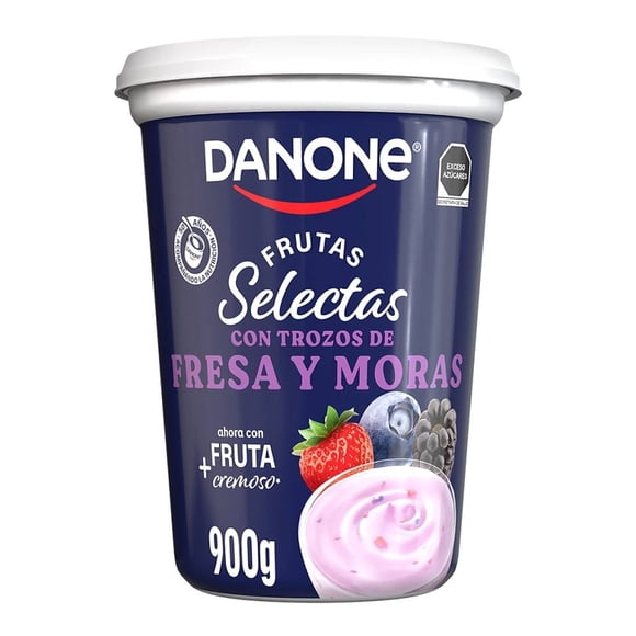 Yoghurt Danone frutas selectas con trozos de fresa y moras 900 g