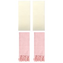 Unique Bargains 4 Pcs Cotton Hand Towels Pink/Beige 14" x 30"/13" x 30"
