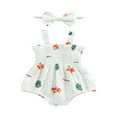 thumbnail image 1 of Barboteuses pour Bébés Filles Vêtements d'Été Sans Manches en Coton et Lin Grenouillères Combinaisons Bandeau Ensembles, 1 of 9