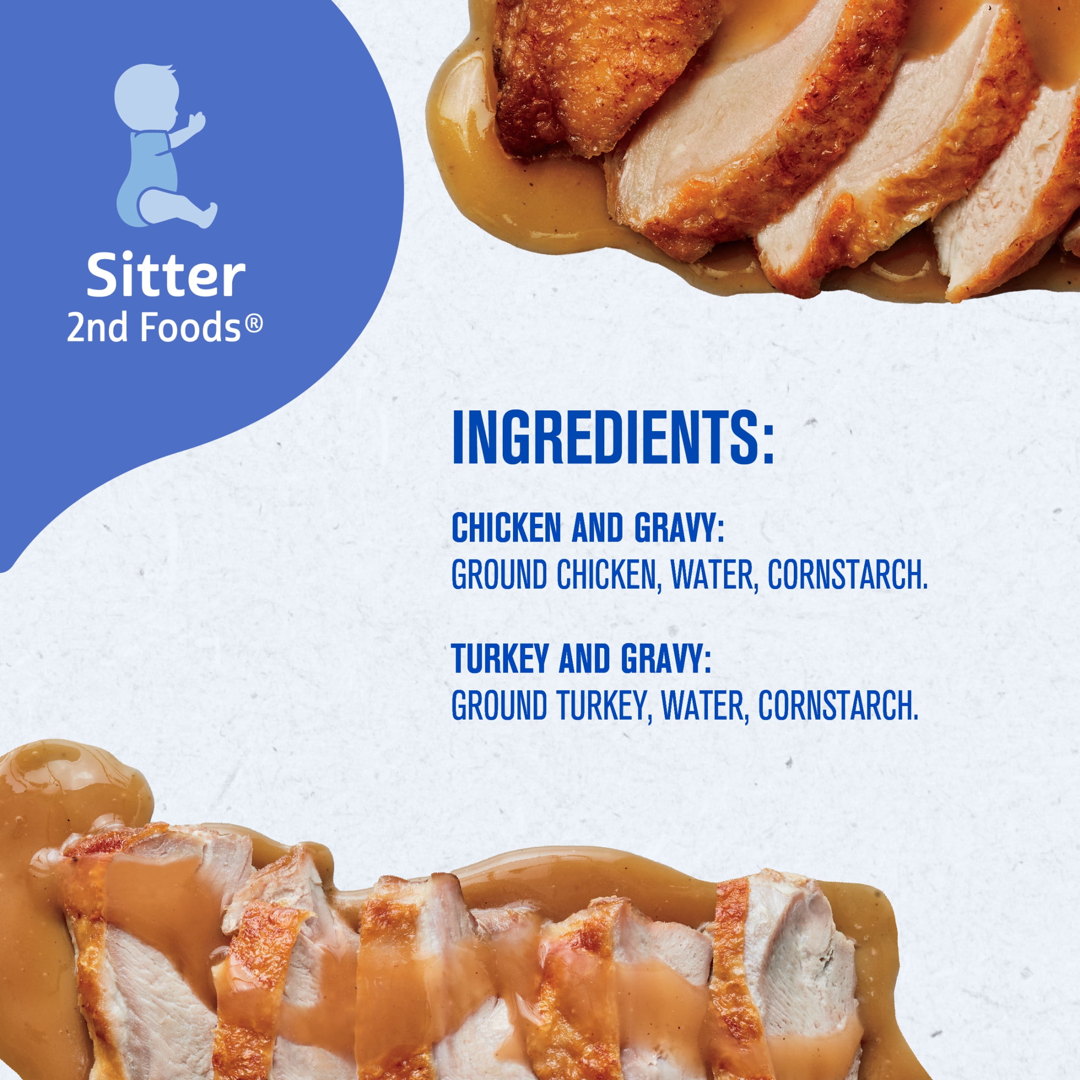 Gerber 2nd Foods Puree Favorites, Chicken and Turkey Baby Food Variety Pack, 2.5 oz Jars (12 Pack)