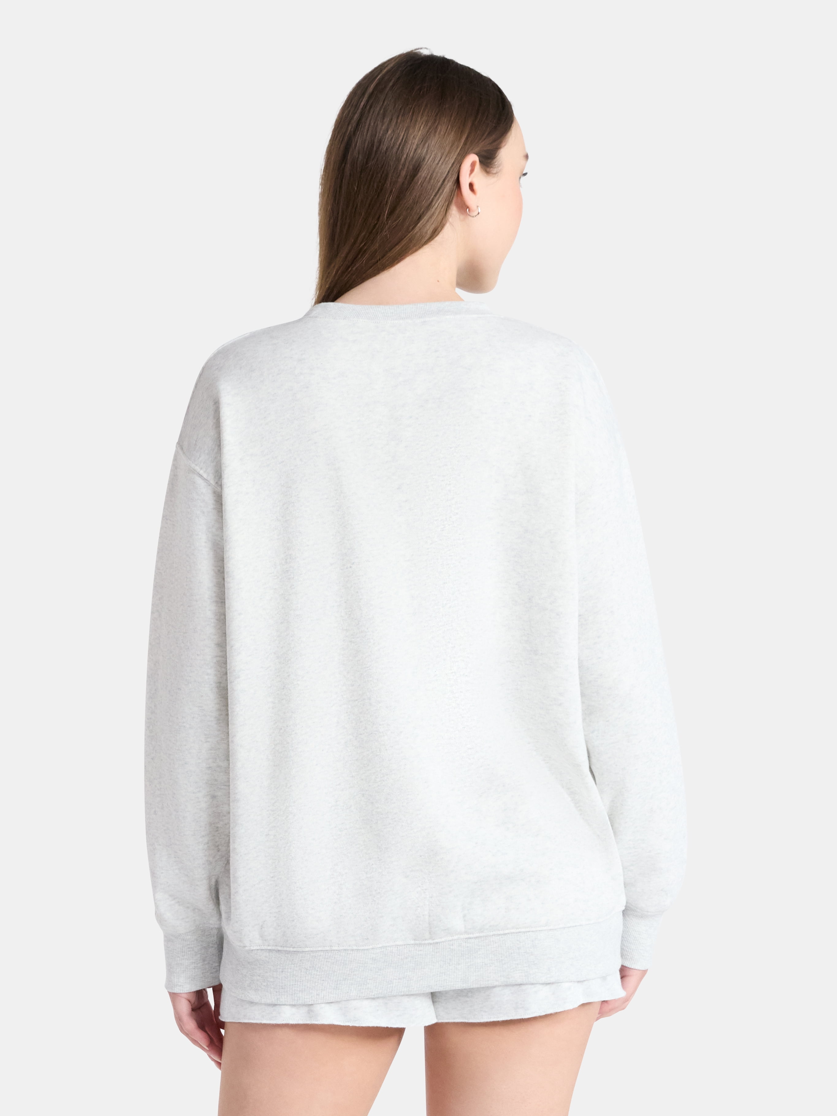 No Boundaries Fleece Oversized Sweatshirt with Long Sleeves, Women’s Sizes XXS-4X