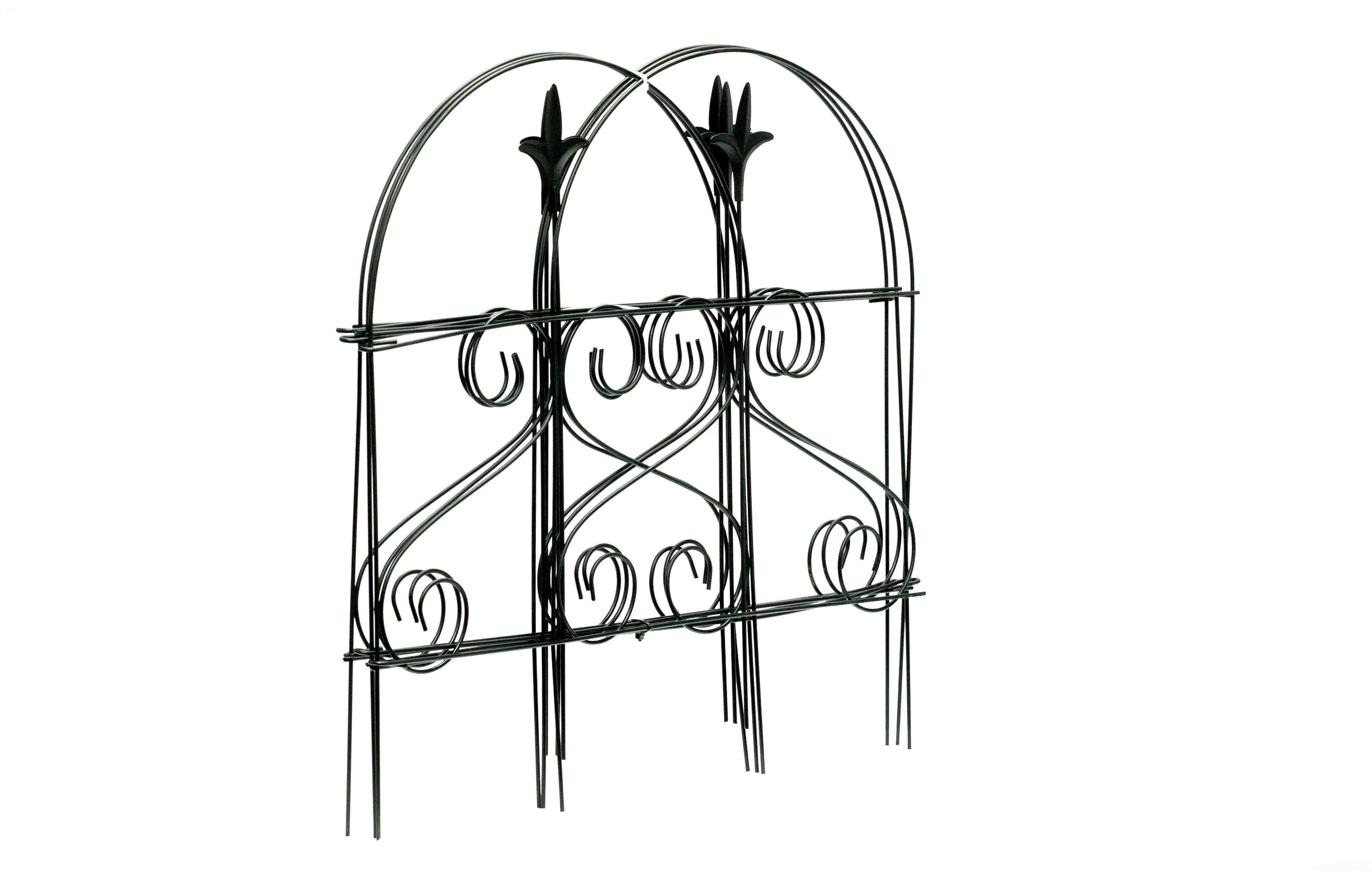 Glamos Wire 18 inch S Swirl Round Top Finial Metal Decorative Garden Fence 2 Panels 16 feet Coverage