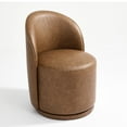 thumbnail image 5 of DREAMSIDEA Swivel Dining Chair, Upholstered Barrel Accent Chair for Dining Room & Kitchen Chairs, Morden Round Vanity Chair for Living Room&Bedroom,Set of 2, Faux Leather-Brown, 5 of 6