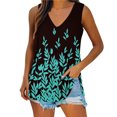 thumbnail image 1 of Gibobby Camiseta sin mangas con cuello en V y estampado de flores degradadas para mujer(Negro,M), 1 of 5