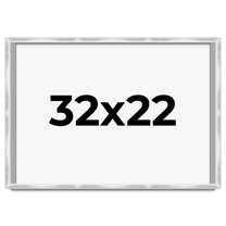32x22 Frame Silver Whitewashed Wood Grain Solid Wood Shadow Box | 0.75 Inch Moulding Width | 0.75