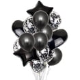 thumbnail image 1 of GOOHOCHY 14 globos de aluminio decorativos para fiestas, adornos para reuniones, color negro (2 de corazón de 45 cm, 2 de pentagrama de 45 cm, 5 de látex perlado de 30 cm y 5 de lentejuelas de 30 cm)., 1 of 7