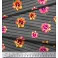 thumbnail image 3 of Soimoi Gray Cotton Duck Fabric Stripe & Freesia Floral Print Sewing Fabric Yard 42 Inch Wide, 3 of 3