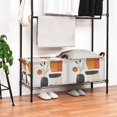 thumbnail image 3 of Yayeee Foldable Storage Basket for Shelves with Handles Waterproof Cloth Bins, White Abstract Shapes, 3 of 7