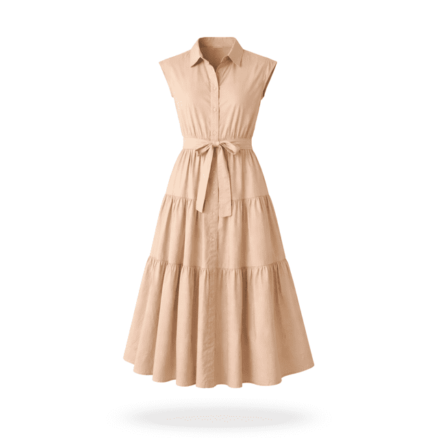 Vestido camisero sin mangas beige M