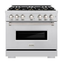 ZLINE 36 in. 5.2 cu. ft. Classic Gas Range with Convection Gas Oven in Stainless Steel with 6 Brass Burners (CGR-BR-36)