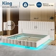 thumbnail image 4 of Merluxy King Size Bed Frame with Oversized Headboard,Floating Design,RGB LED Lights,No Box Spring Needed,Velvet Cream, 4 of 9