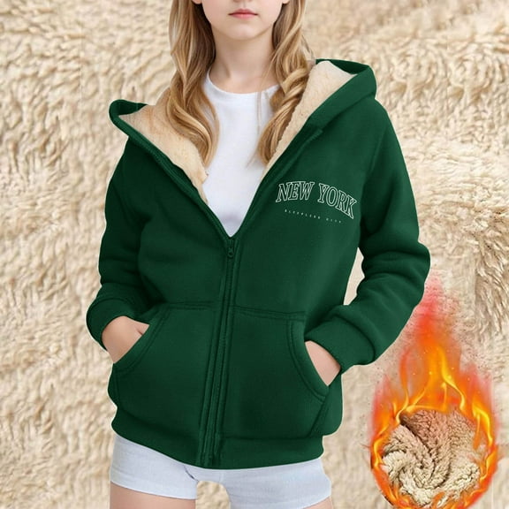 Teen Warm Jacket Long Sleeve Jacket Hoodies Girls Half Zip Pullover Girls Winter Jackets Girls Clothes Size 170