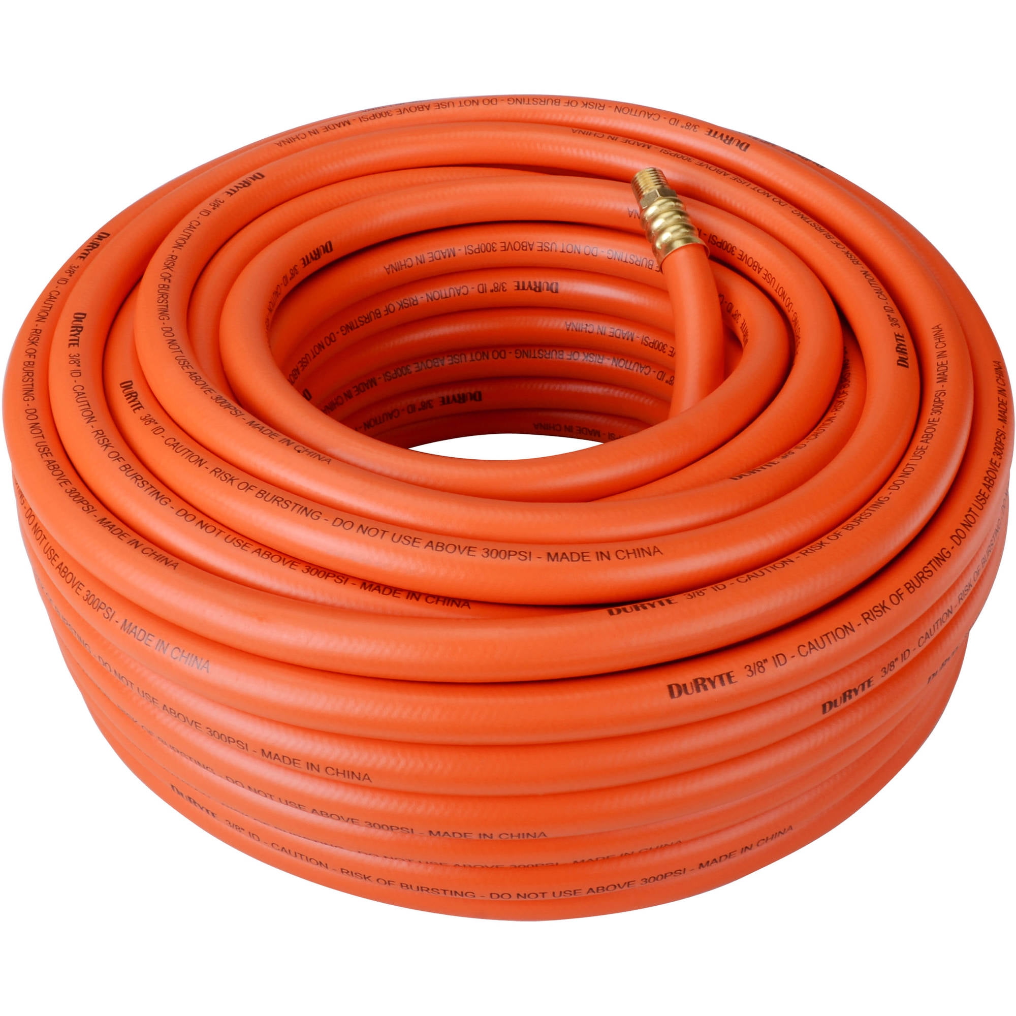 DuRyte 800003 Pro 300 PSI Rubber Air Hose, 3/8" by 100', 1/4" MNPT