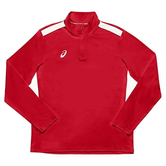 ASICS Mens Dry 1/4 Zip Henley Shirt, Red, Small