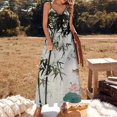 thumbnail image 3 of Chinese Ink Painting Bamboo Sleeveless Dress Women's Evening Dress Womans Clothing, 3 of 9