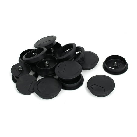 

Computer Desk Plastic Round Grommet Wire Cable Hole Covers Black 60mm Dia 15pcs