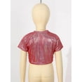 thumbnail image 4 of YiZYiF Girls Shiny Dance Top Metallic Short Sleeve Athletic T-shirt Dancewear, 4 of 7