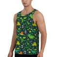 thumbnail image 2 of Gaeub Dinosaurs and Tropical Leaves and Flowers Men's Athletic Tank Top, Workout Sleeveless Shirts, Running Tank Tops for Gym, Running, Training - Small, 2 of 9