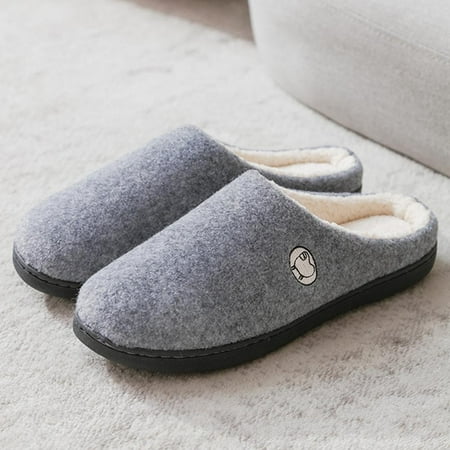 

SweetCandy Men Women Slient Indoor Slippers Fleece Lined Slippers Comfort Closed Toe House Shoes Soft Sole Non-Slip Bedroom Home Shoes