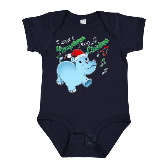 Inktastic I Want a Hippopotamus for Christmas Hippo in Santa Hat Boys or Girls Baby Bodysuit