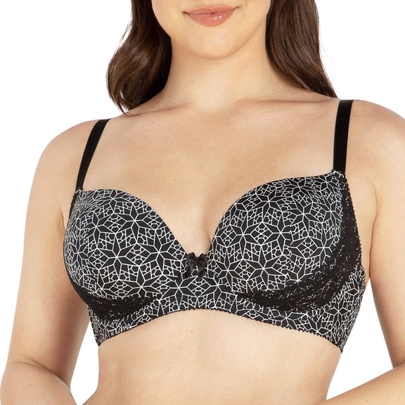 Casey Full Bust Padded Plunge T-Shirt Bra, Mosaic Black, 34I