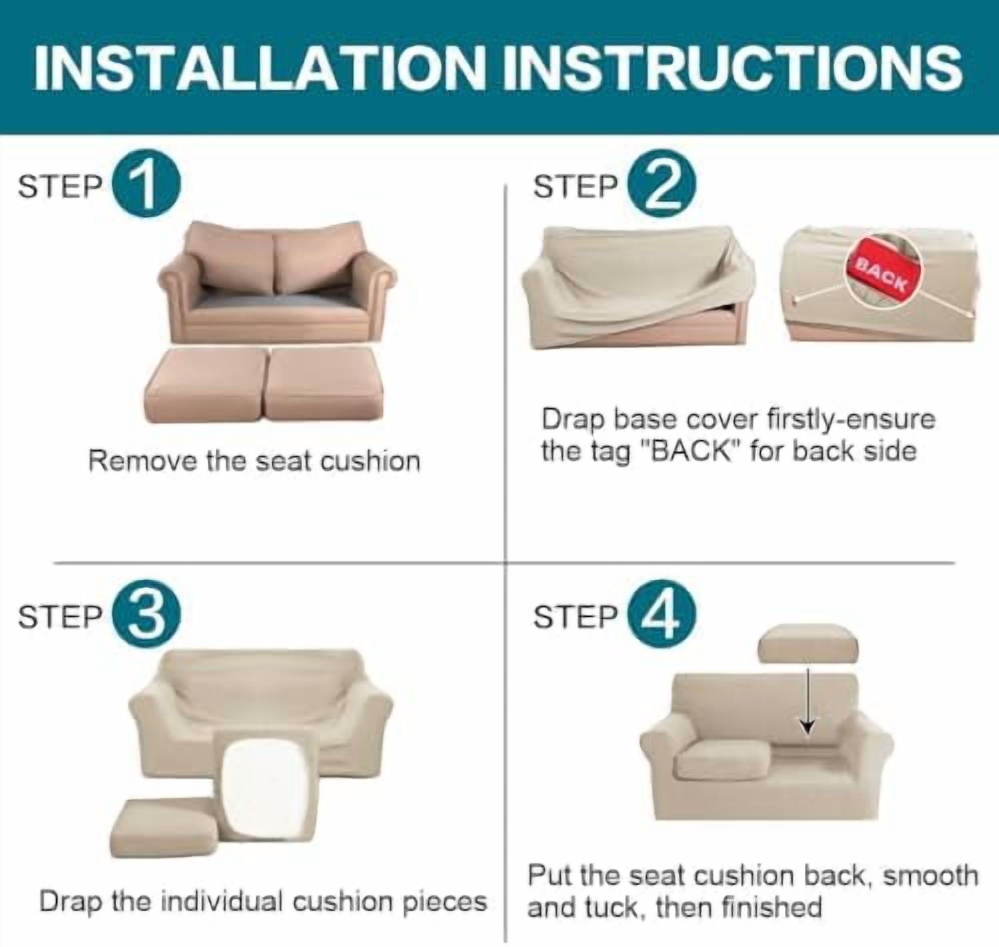 3 Piece Sofa Covers for 2 Cushion Couch Sofa Slipcover Soft Couch Cover for Dogs-Washable Sofa Furniture Covers with 2 Individual Cushion Covers, Feature Fabric (2 Cushion Sofa,Island Fossi)