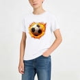 thumbnail image 2 of DJDLJWCJ Boys Soccer Shirt Crewneck Relaxed Fit Soccer Printed Summer Shirts Stretch Soft Outdoor Athletic Sports Shirts White Size 5-6 Years, 2 of 8